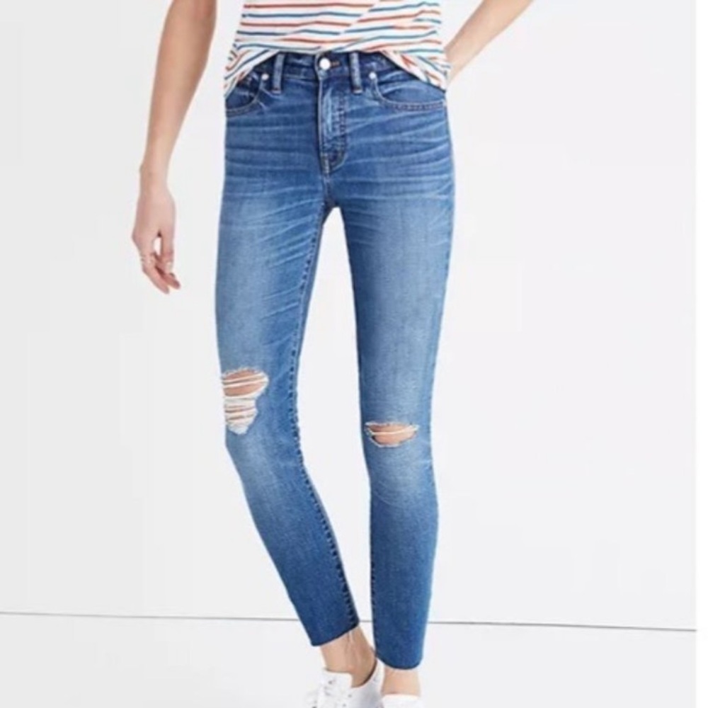 MADEWELL High-Rise Skinny Crop Denim Whiskering  Jeans Size 25